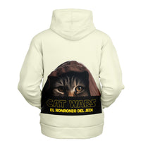 Sudadera deportiva con capucha unisex estampado de gato "Ronroneo Jedi" Subliminator