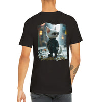 Camiseta Prémium Unisex Impresión Trasera de Gato "Exorcista Felino" Michilandia | La tienda online de los fans de gatos