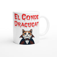 Taza Blanca con Impresión de Gato "Conde Dracucat" Michilandia | La tienda online de los fans de gatos