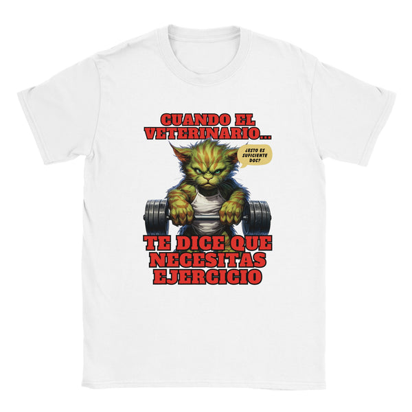 Camiseta unisex estampado de gato "Michi Hulk en el Gym" Michilandia | La tienda online de los amantes de gatos
