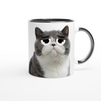 Taza Bicolor con Impresión de Gato "Triste pero Gracioso" Michilandia
