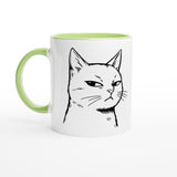 Taza Bicolor con Impresión de Gato "Mirada Sospechosa" Michilandia