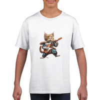 Camiseta Junior Unisex Estampado de Gato "Saiyajin Rockstar" Michilandia | La tienda online de los fans de gatos