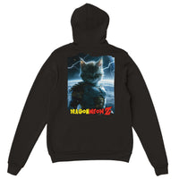 Sudadera con capucha Prémium Unisex Impresión Trasera de Gato "Saiyan Cósmico" Michilandia | La tienda online de los fans de gatos