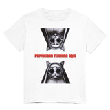 Camiseta Unisex Estampado de Gato "Privacidad termina aquí" Michilandia | La tienda online de los fans de gatos