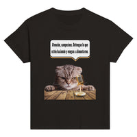 Camiseta Junior Unisex Estampado de Gato "Mandato Felino" Michilandia