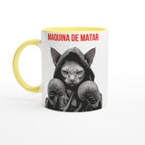 Taza Bicolor con Impresión de Gato "Maquina de matar" Michilandia