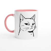 Taza Bicolor con Impresión de Gato "Mirada Sospechosa" Michilandia