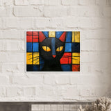 Póster de gato con marco de madera "Esencia de Mondrian" Michilandia | La tienda online de los fans de gatos