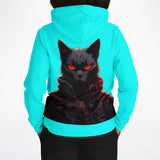 Sudadera deportiva con capucha unisex estampado de gato "CiberGato Noir" Subliminator
