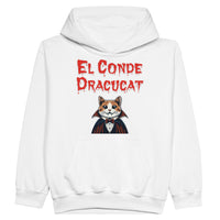 Sudadera con capucha júnior estampado de gato "Conde Dracucat" Michilandia | La tienda online de los fans de gatos