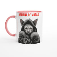 Taza Bicolor con Impresión de Gato "Maquina de matar" Michilandia