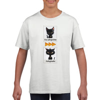 Camiseta Junior Unisex Estampado de Gato "Antes y Después" Michilandia