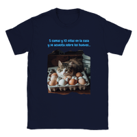 Camiseta unisex estampado de gato "Cama de huevos" Gelato