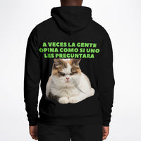 Sudadera deportiva con capucha unisex estampado de gato "Opiniones No Solicitadas" Subliminator