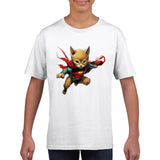 Camiseta júnior unisex estampado de gato "Gotham Fluffy Guardian" Gelato