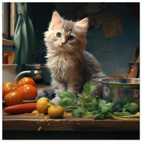 Panel en aluminio impresión de gato "Explorador de la Cocina" Gelato