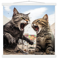 Póster semibrillante de gato con colgador "Graffiti Showdown" Gelato