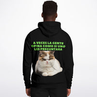 Sudadera deportiva con capucha unisex estampado de gato "Opiniones No Solicitadas" Subliminator