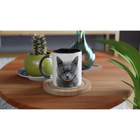 Taza Bicolor con Impresión de Gato "Burla Felina" Michilandia