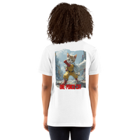 Camiseta Prémium Unisex Impresión Trasera de Gato "Héroe de un Miau" Michilandia | La tienda online de los fans de gatos
