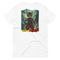 Camiseta Prémium Unisex Impresión Trasera de Gato "Furia Felina Saiyajin" Michilandia | La tienda online de los fans de gatos