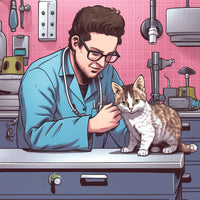 un gatito siendo vaccinado por el veterinario 
