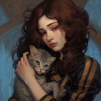 mujer cargando gatito enfermo