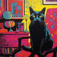 gato negro en el salon pop art