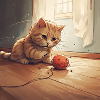 un gato jugando con una pelota