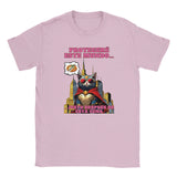 Camiseta júnior unisex estampado de gato "Guardián de la Cena" Rosa claro