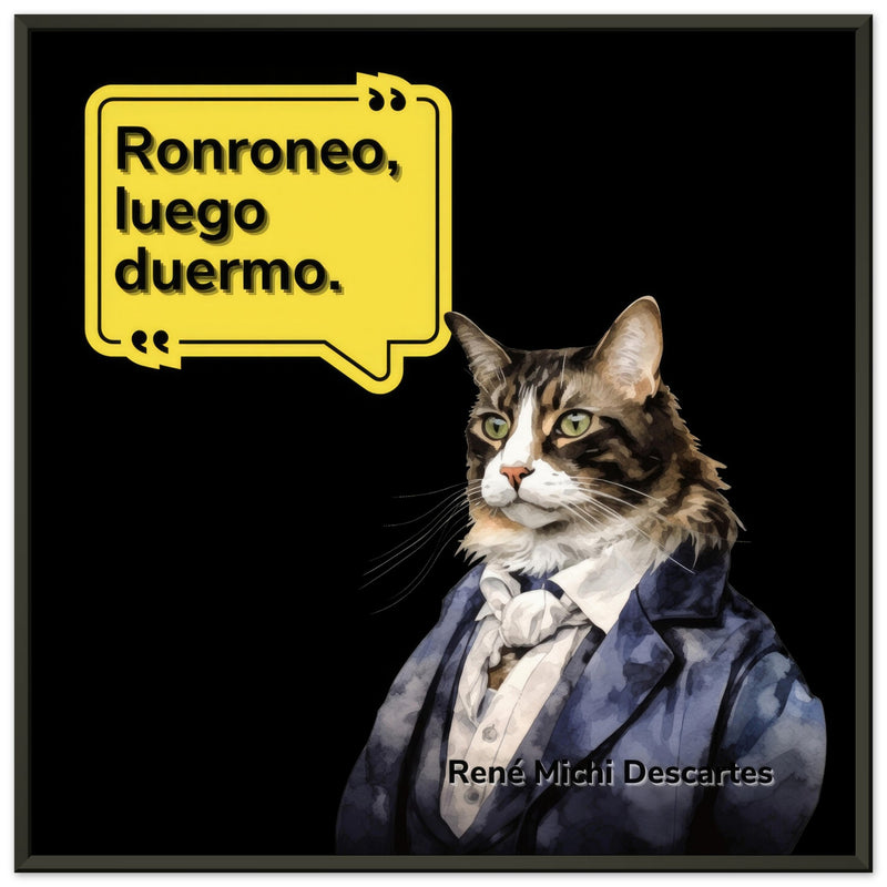 Póster Semibrillante de Gato con Marco Metal "René Michi Descartes" Michilandia | La tienda online de los amantes de gatos