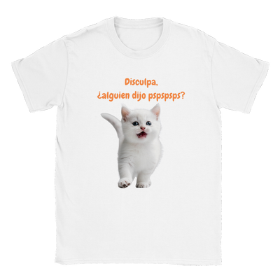 Camiseta unisex estampado de gato "¿alguien dijo pspspsps?" Gelato