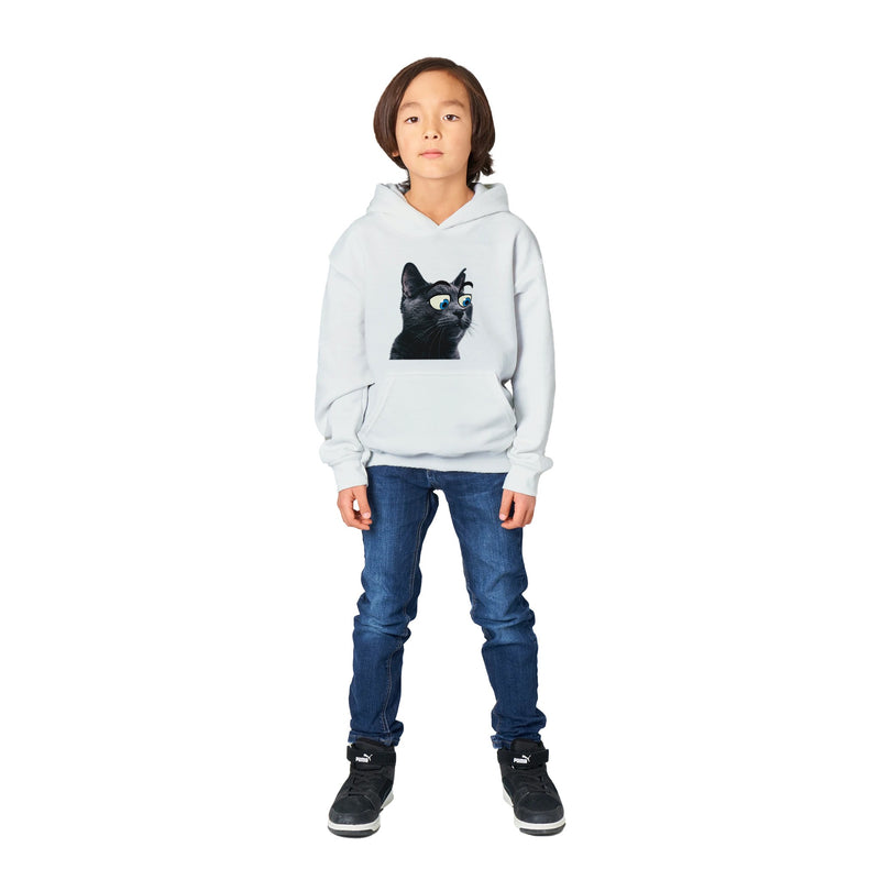 Sudadera con capucha júnior estampado de gato "Ojos Divertidos" Michilandia