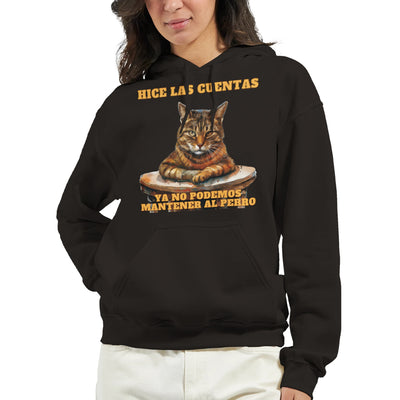 Sudadera con Capucha Unisex Estampado de Gato "Economista Felino" Michilandia | La tienda online de los fans de gatos