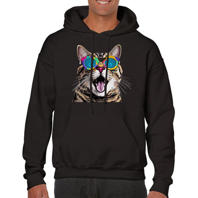 Sudadera con capucha unisex estampado de gato 