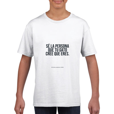 Camiseta Junior Unisex Estampado de Gato 