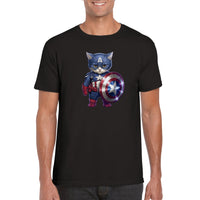 Camiseta unisex estampado de gato "Capitán America Peludo" Gelato