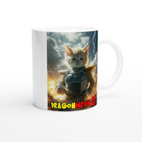 Taza Blanca con Impresión de Gato "Saiyajin Supremo" Michilandia | La tienda online de los fans de gatos