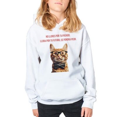 Sudadera con capucha júnior estampado de gato 