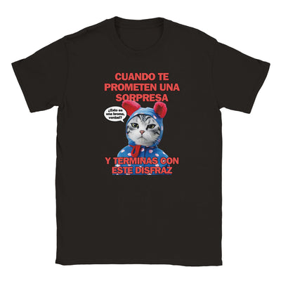 Camiseta Junior Unisex Estampado de Gato "Sorpresa Dudosa" Michilandia | La tienda online de los fans de gatos