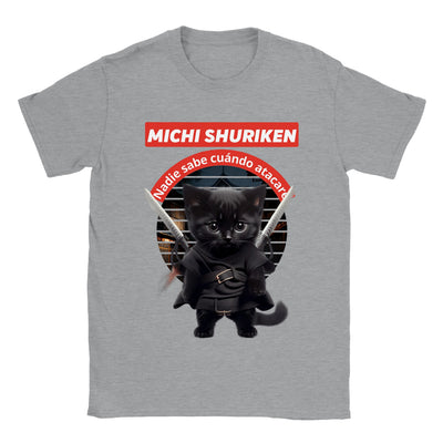 Camiseta unisex estampado de gato "Michi shuriken" Gelato