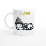 Taza Blanca con Impresión de Gato "9 Lives" Michilandia | La tienda online de los fans de gatos