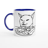 Taza Bicolor con Impresión de Gato "Meme Festín Felino" Michilandia