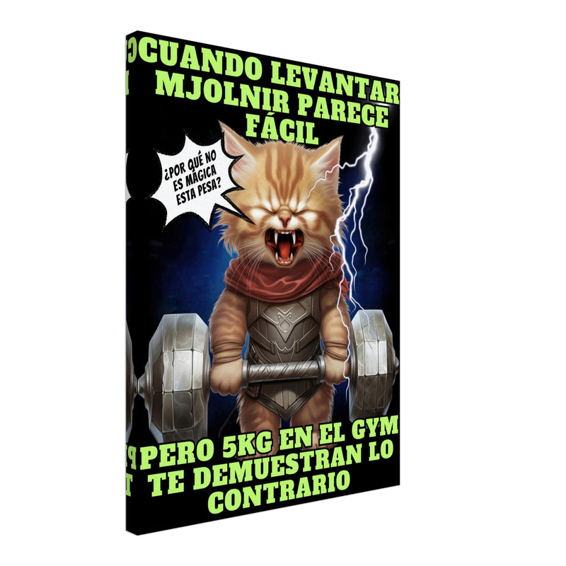 Lienzo de gato "Michi Thor Fitness" Michilandia | La tienda online de los amantes de gatos