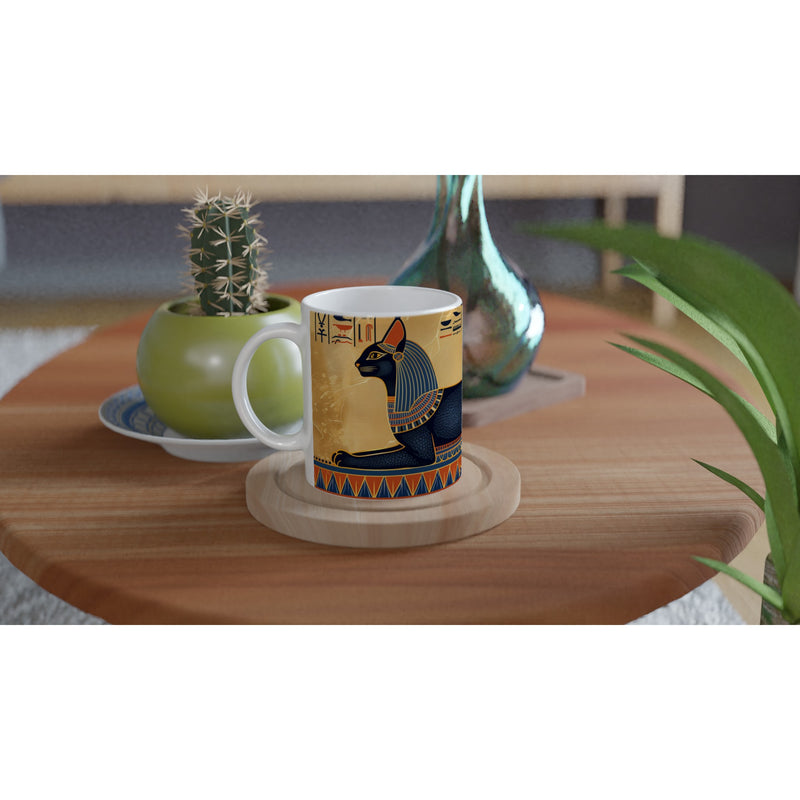 Taza Blanca con Impresión de Gato "Esplendor del Nilo" Michilandia | La tienda online de los fans de gatos