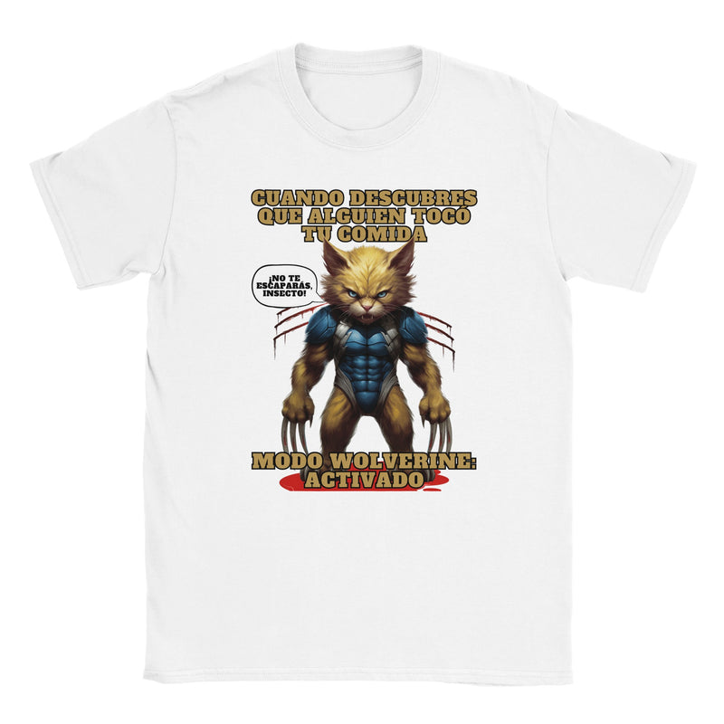 Camiseta unisex estampado de gato "Modo Wolverine" Michilandia | La tienda online de los fans de gatos