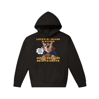 Sudadera con Capucha Unisex Estampado de Gato "Héroe Descansando" Michilandia | La tienda online de los fans de gatos