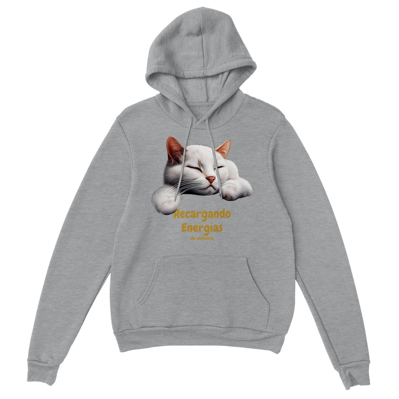 Sudadera con capucha unisex estampado de gato "Recargando Violencia" Gelato