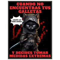 Póster Semibrillante de Gato con Marco Metal "El Ninja de las Galletas" Michilandia | La tienda online de los amantes de gatos